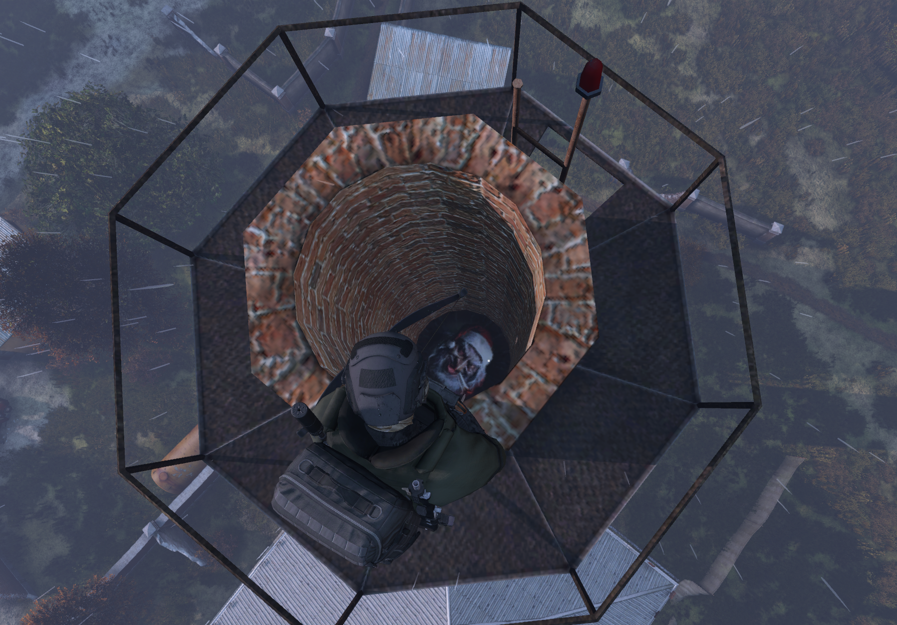 Survivant au sommet d'un phare